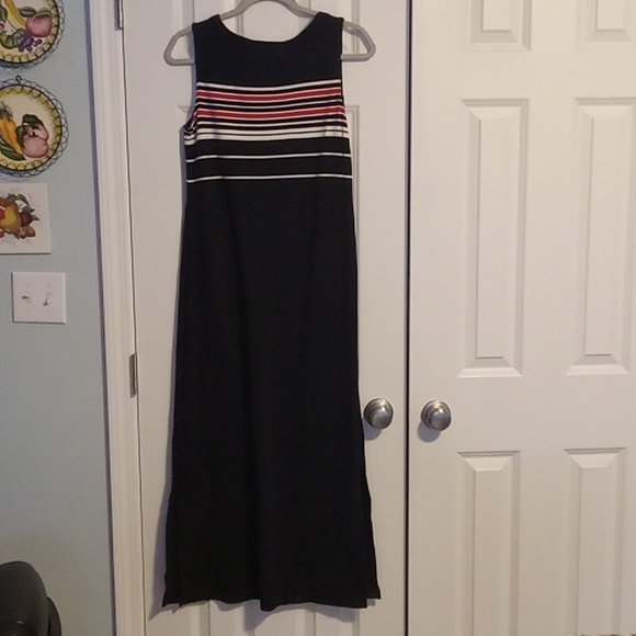 Jones Wear Black Maxi Dress with Striking Red and White Stripes - Picture 5 of 6